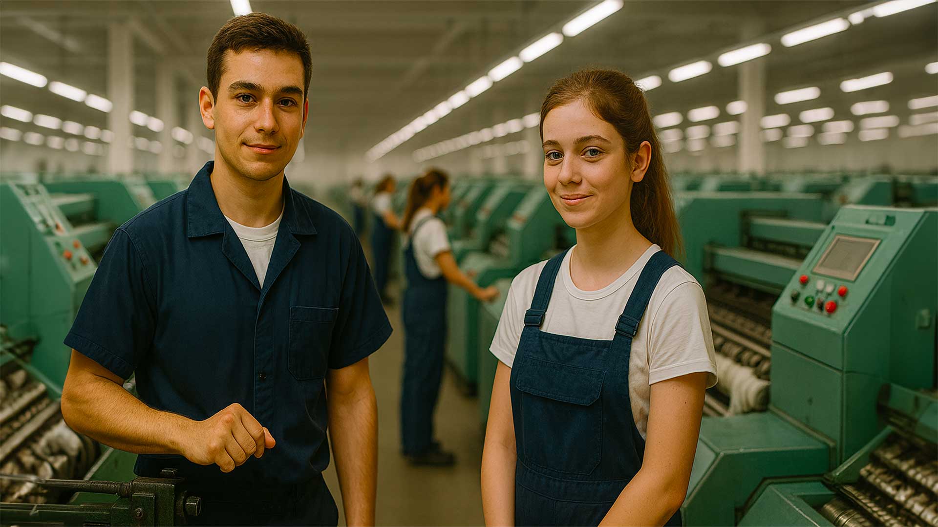 Un giovane tecnico metalmeccanico e una giovane operaia tessile si incontrano in un moderno reparto di filatura negli anni ’80: l’inizio di una storia d’amore nata tra macchinari e lavoro quotidiano.