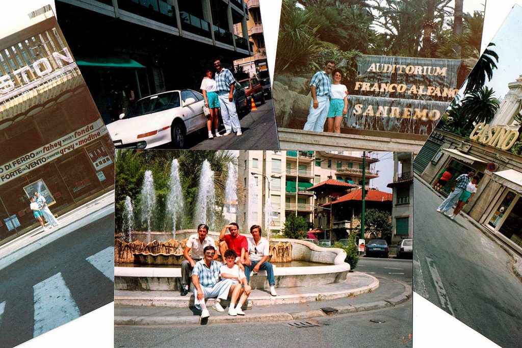 Collage di fotografie scattate a Sanremo nel giugno 1993 che raccontano la storia di una famiglia rumena emigrata in Italia negli anni 90.