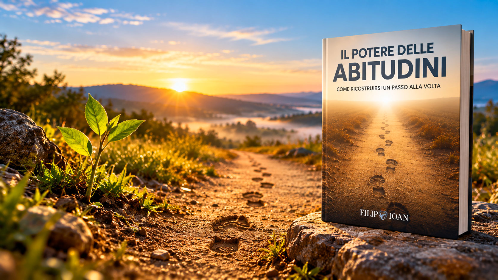 Abitudini minime per cambiare vita – Il Potere delle Abitudini Abitudini minime per cambiare vita, copertina del libro Il Potere delle Abitudini lungo un sentiero di piccoli passi